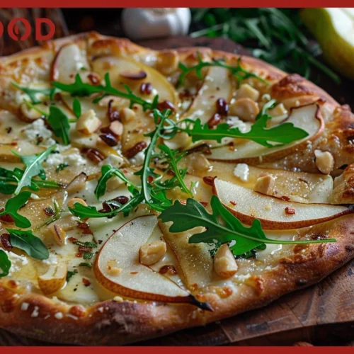 Pizza z gruszką i gorgonzolą i orzechami