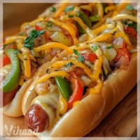 Zapiekane hot-dogi z kiełbasą i warzywami to pyszne danie