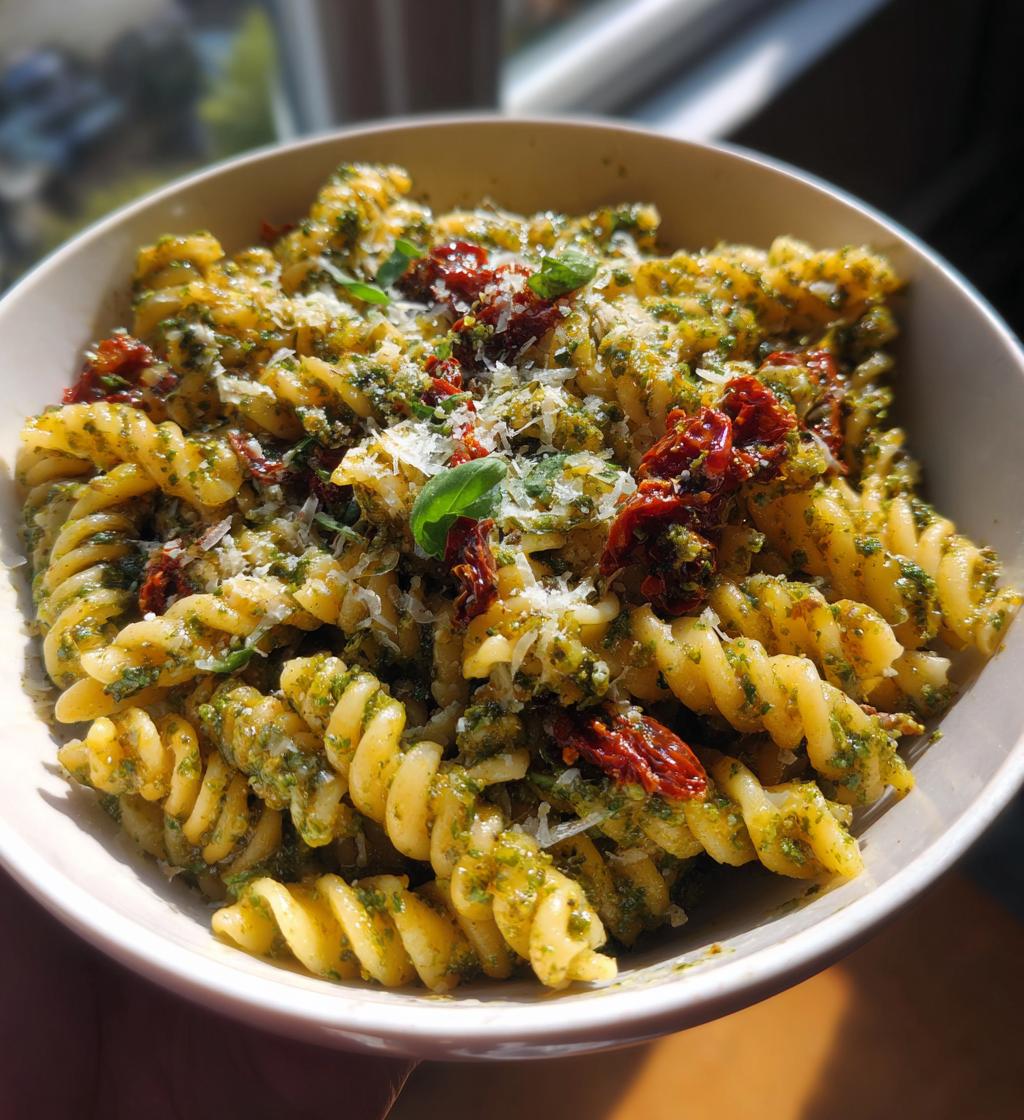 Makaron z pesto i suszonymi pomidorami