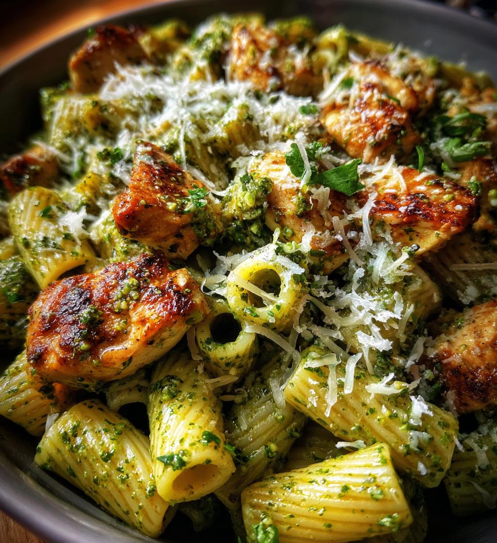Makaron z sosem pesto i kurczakiem