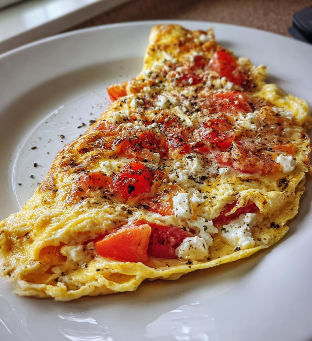 Omlet z serem feta i pomidorami