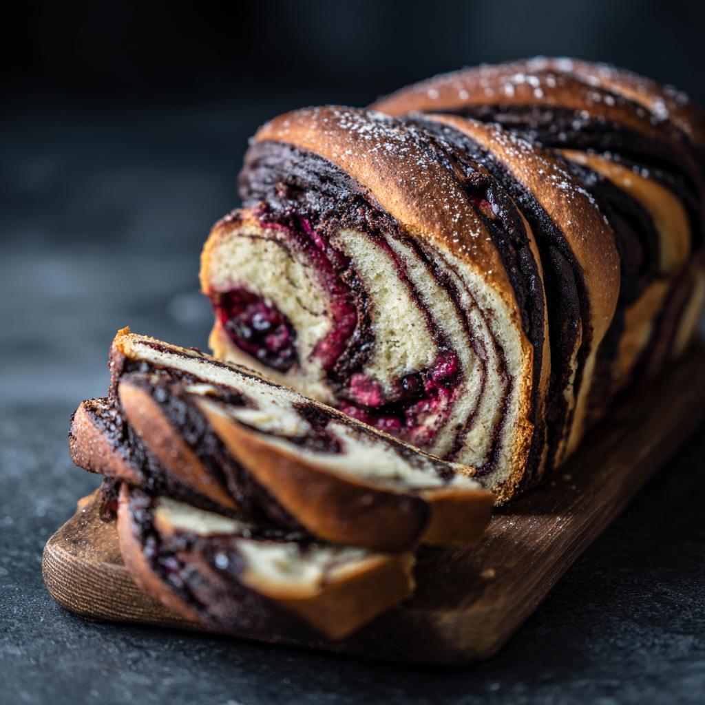 Babka czekoladowa z jagodami