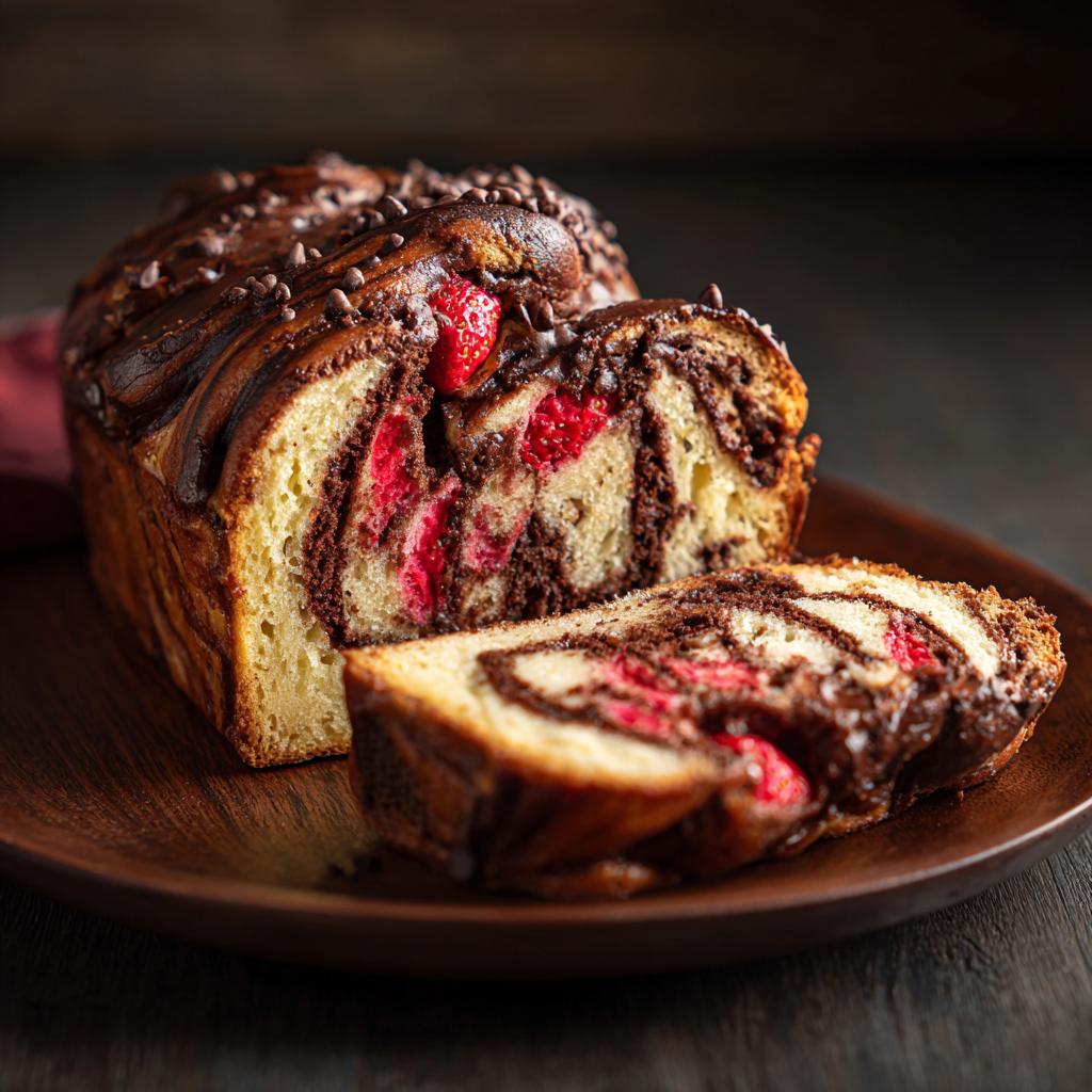 Babka czekoladowa z truskawkami