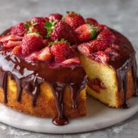 Ciasto truskawkowe z polewą czekoladową