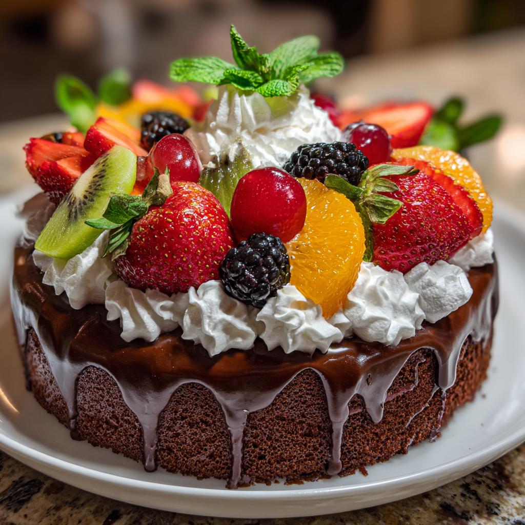 Czekoladowy tort z owocami