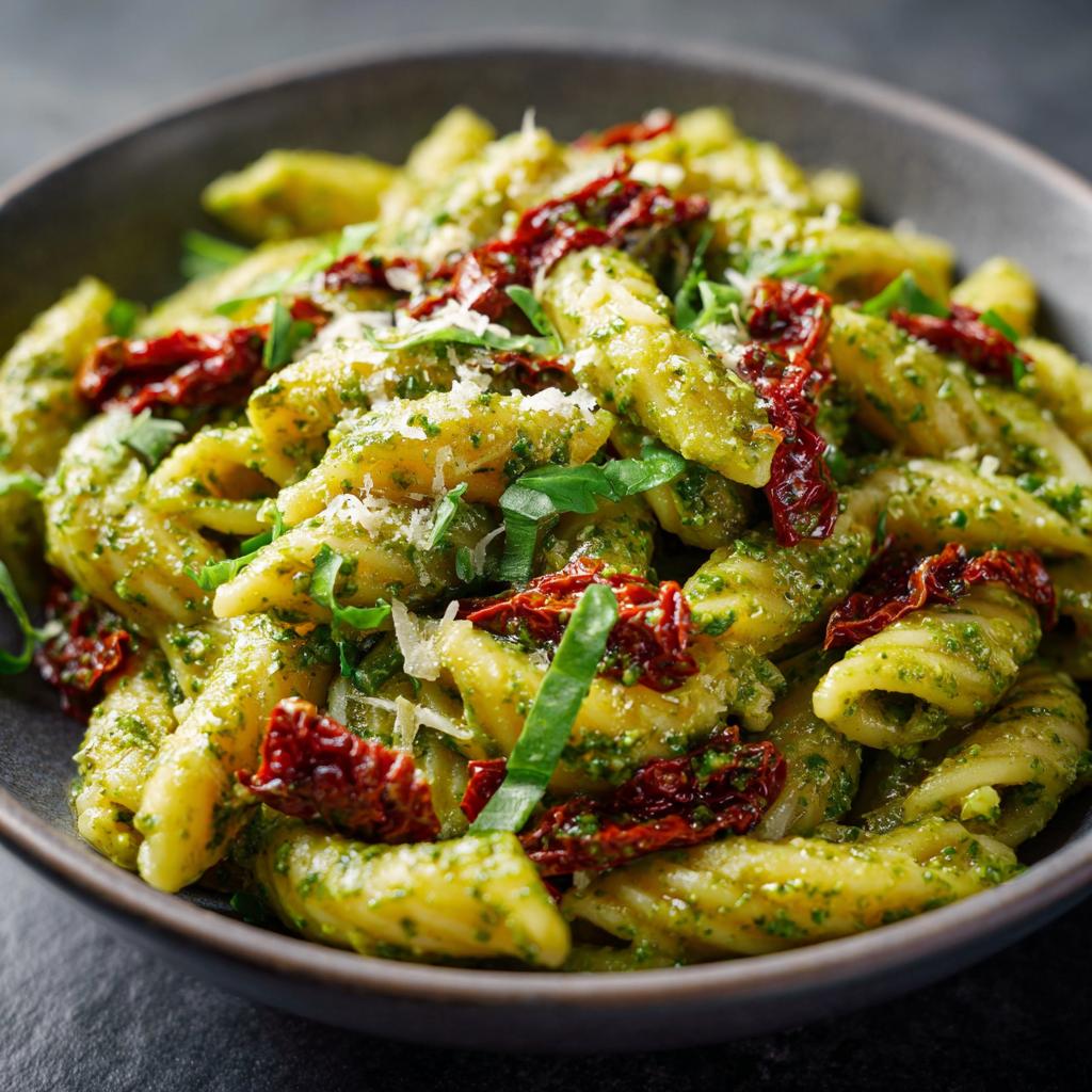 Makaron z Pesto i Suszonymi Pomidorami