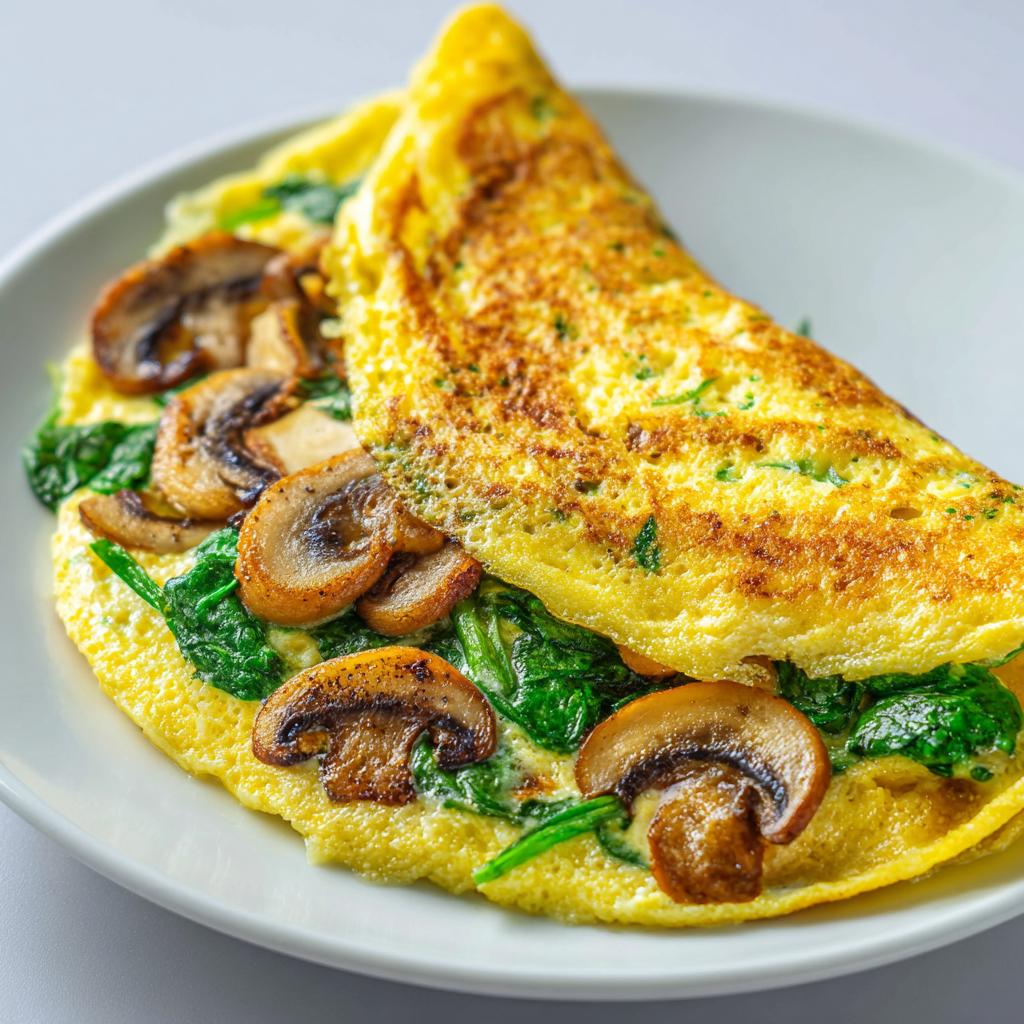 Omlet z Grzybami i Szpinakiem