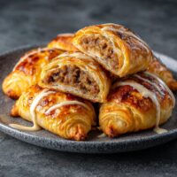 Paszteciki z mięsem i sosem czosnkowym