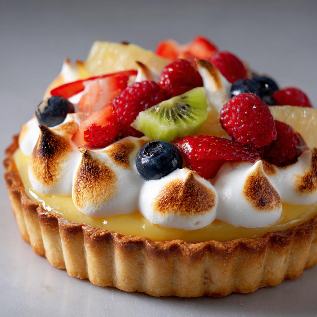 Tarta cytrynowa z bezą i owocami - detail 1