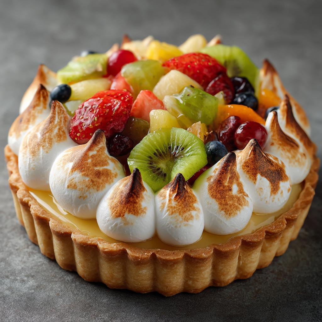 Tarta cytrynowa z bezą i owocami