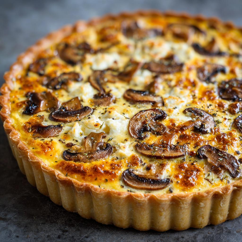 Tarta z grzybami i serem żółtym