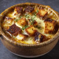 Zupa cebulowa z grzankami i serem
