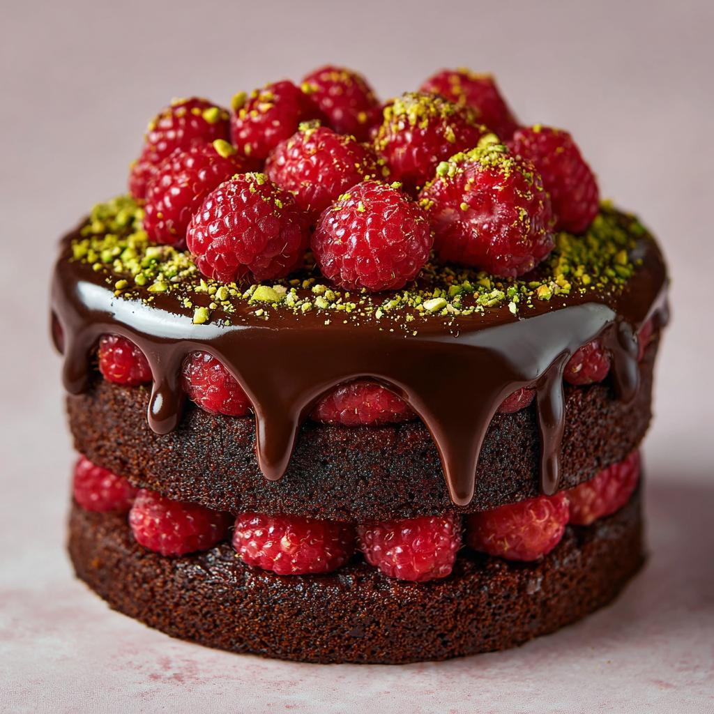 Czekoladowo-Malinowy Tort Urodzinowy z Pistacjami - detail 1