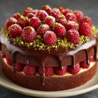 Czekoladowo-Malinowy Tort Urodzinowy z Pistacjami