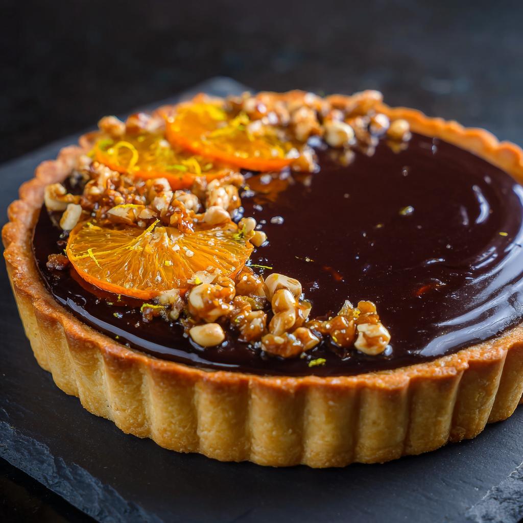 Tarta Czekoladowa z Pomarańczami i Karmelizowanymi Orzechami - detail 1