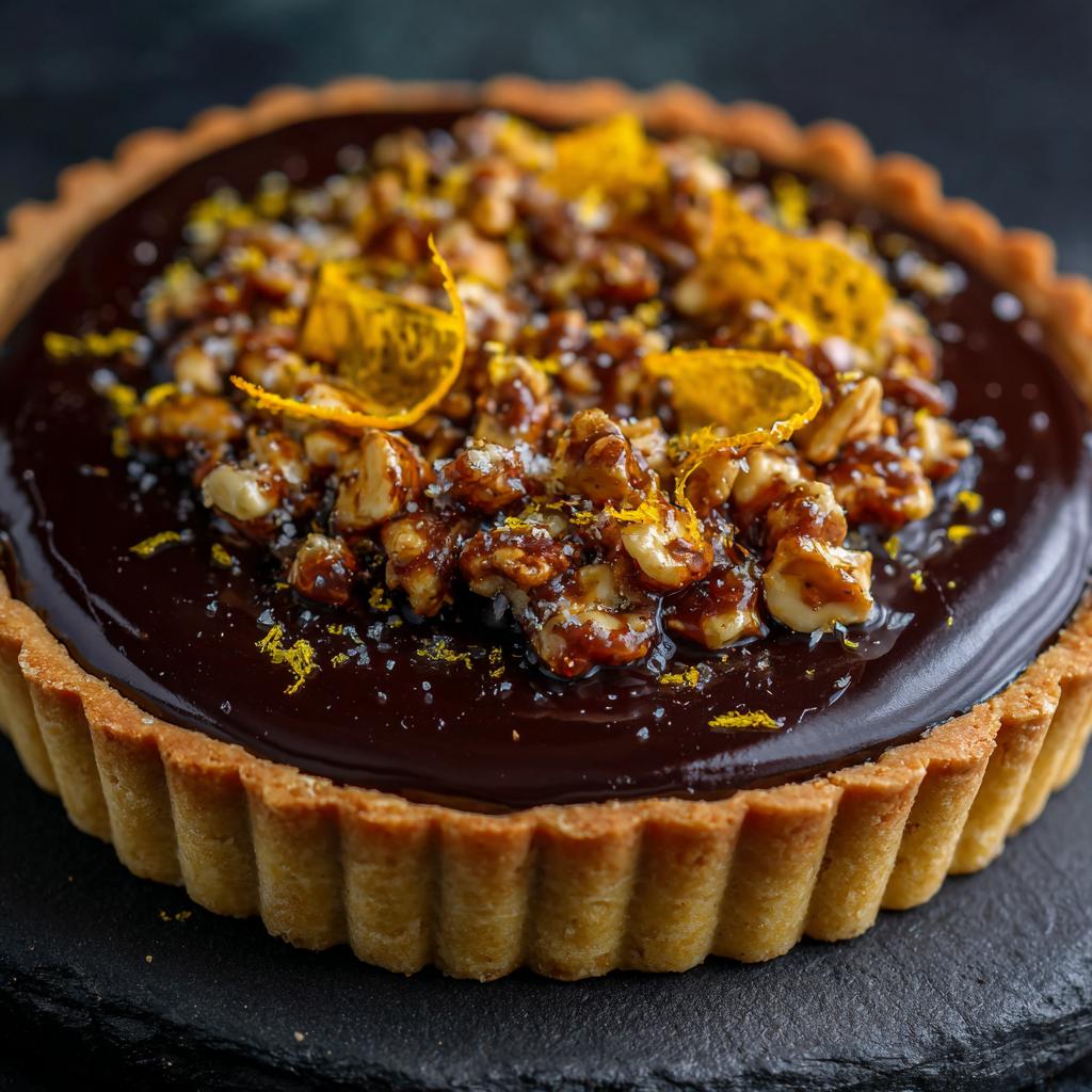 Tarta Czekoladowa z Pomarańczami i Karmelizowanymi Orzechami