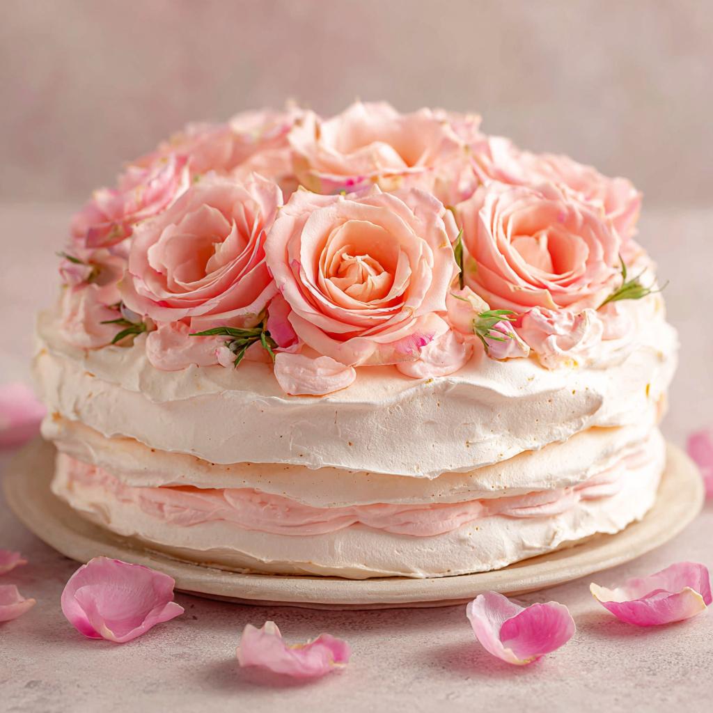 Tort Bezowy z Różanym Kremem - detail 1
