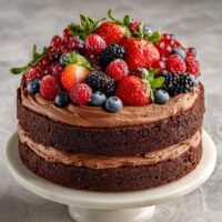 Tort Czekoladowy z Kremem Czekoladowym i Owocami