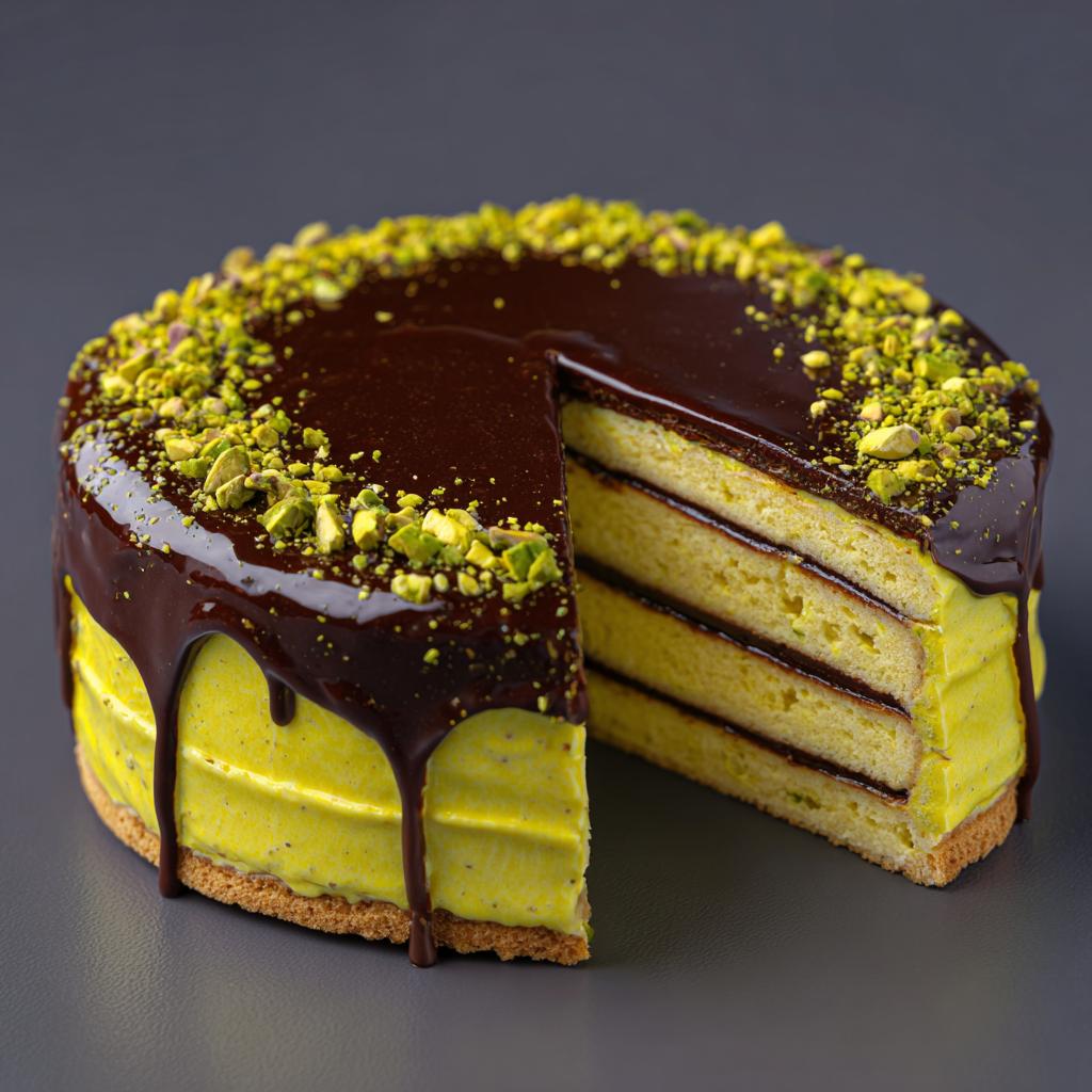 Tort Limonkowy z Czekoladą i Pistacjami