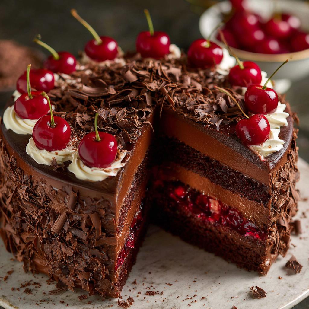 Tort urodzinowy z czekoladową śmietaną i wiśniami - detail 1