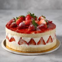 Tort z Truskawkowym Serkiem i Biszkoptem