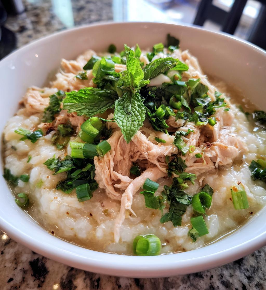 chao ga vietnamese chicken and rice porridge is delicious