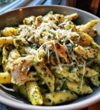 creamy chicken pesto pasta is a delicious meal