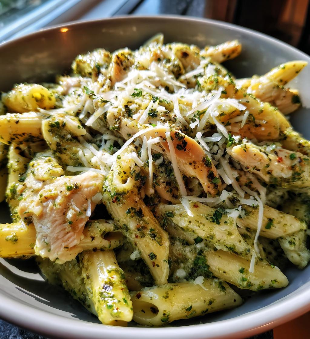 creamy chicken pesto pasta is a delicious meal