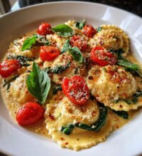 creamy tuscan ravioli is a delicious dinner option