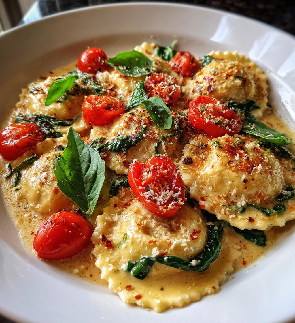 creamy tuscan ravioli is a delicious dinner option