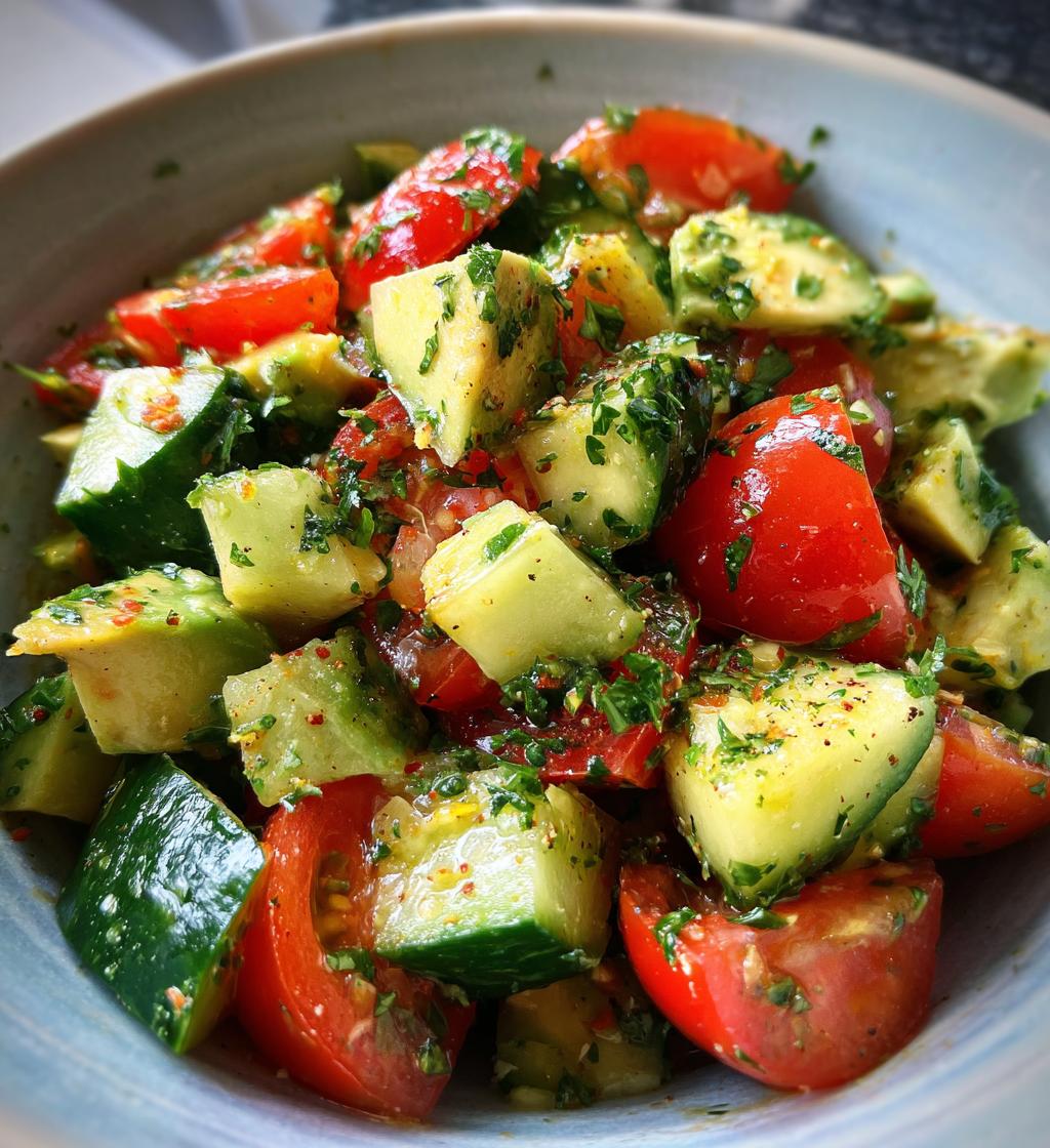 cucumber tomato avocado salad recipe - detail 1
