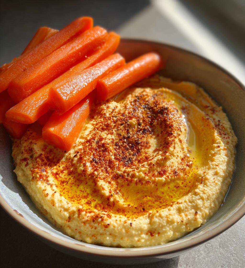 easy hummus with carrot sticks recipe - detail 1