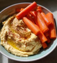 easy hummus with carrot sticks recipe