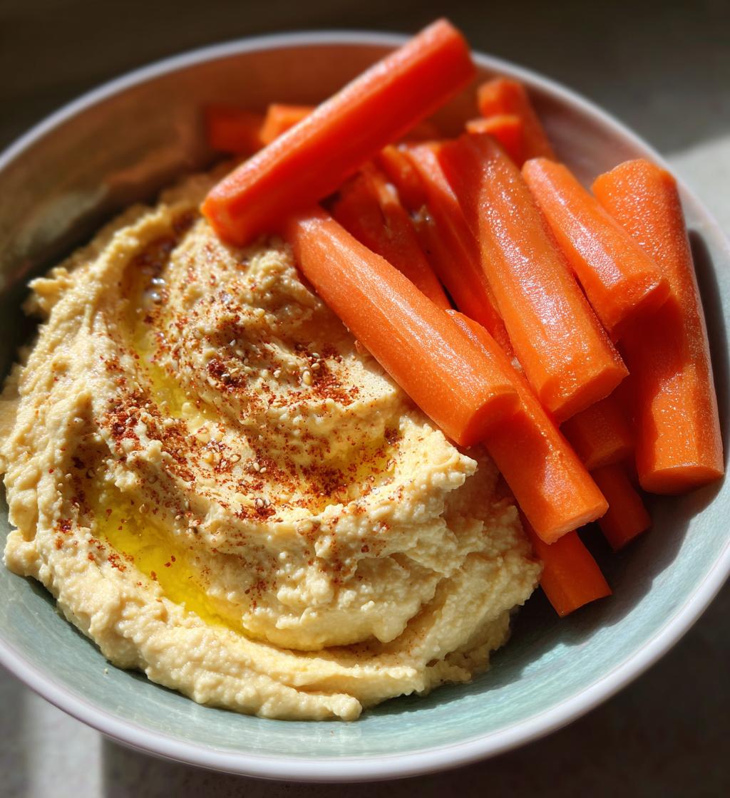 easy hummus with carrot sticks recipe