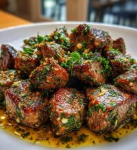 garlic herb steak bites are a delicious treat