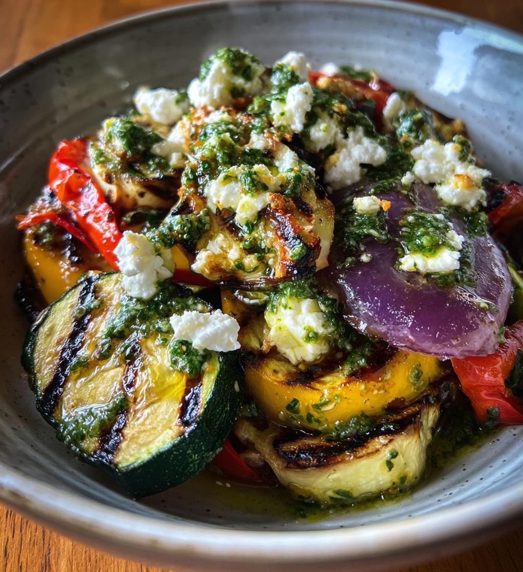 grilled vegetable salad basil dressing - detail 1
