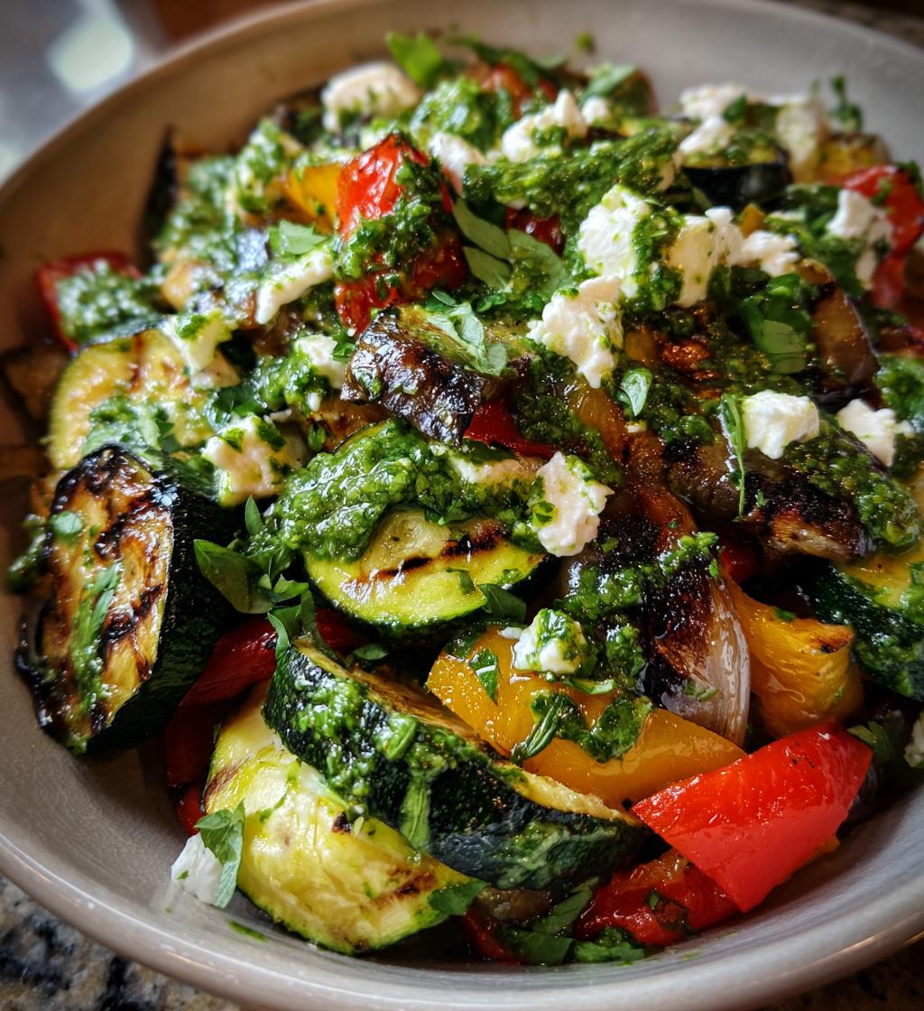 grilled vegetable salad basil dressing