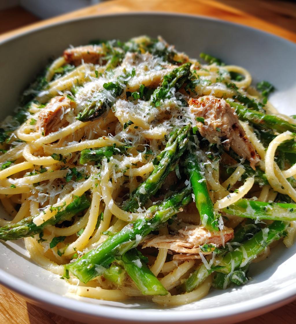 lemon asparagus chicken pasta recipe - detail 1