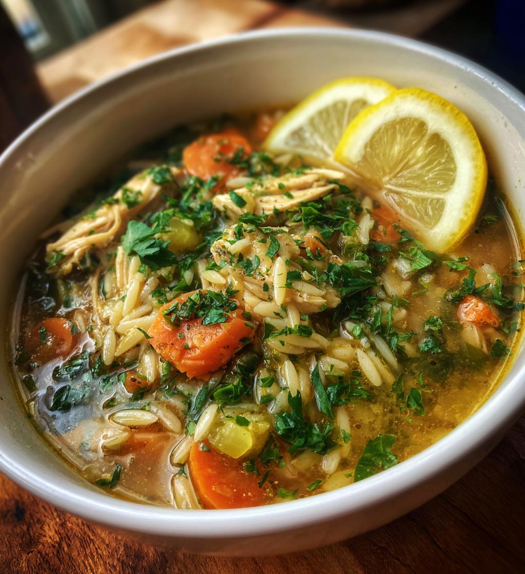 lemon chicken orzo soup is a comforting dish