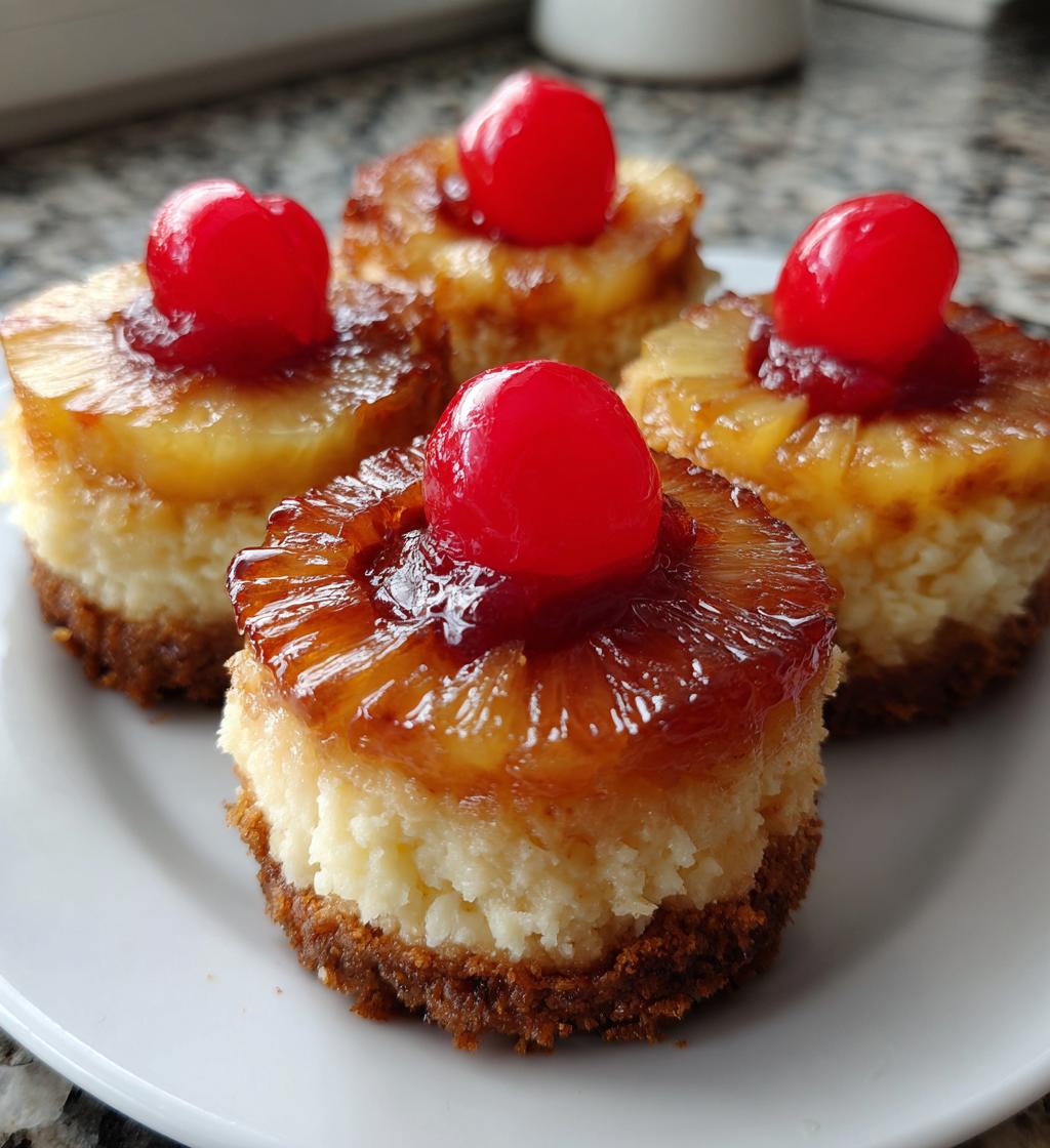 mini pineapple upside down cheesecakes are delicious