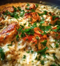 one pan creamy parmesan chicken rice is delicious