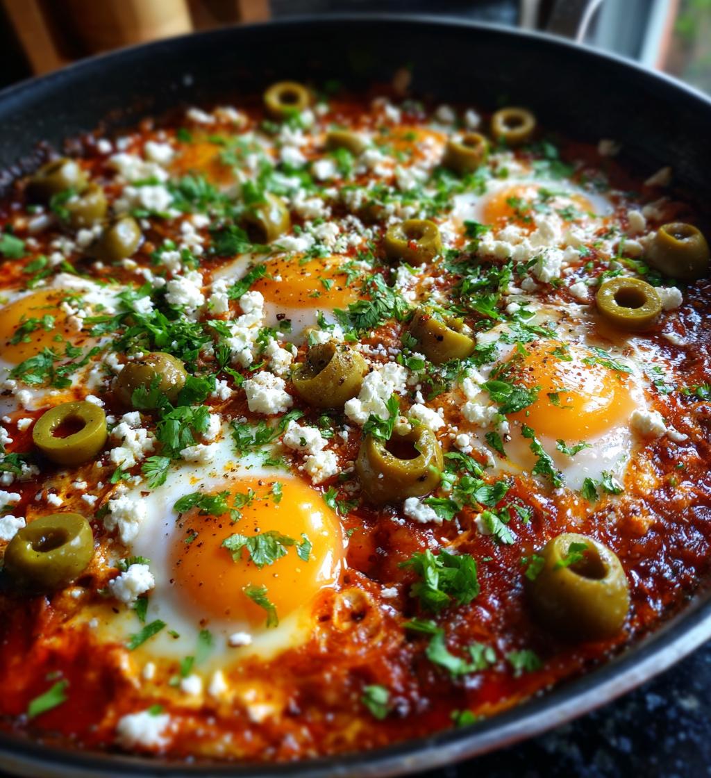 shakshuka with feta olives and peppers is delicious