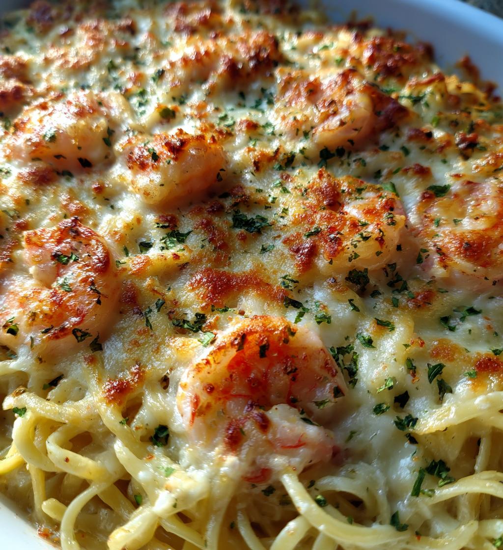 shrimp scampi pasta bake is a delicious dinner option - detail 1