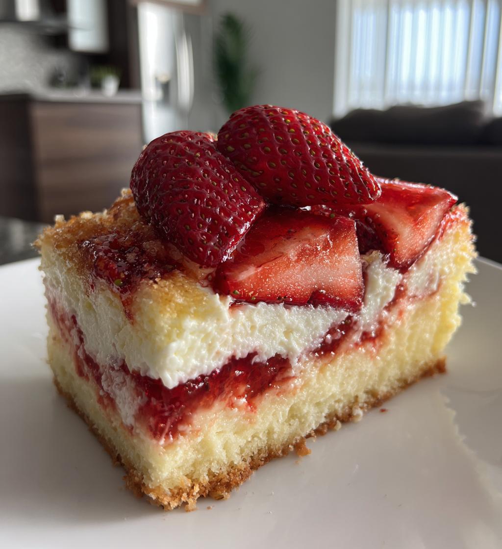 strawberry cheesecake dump cake is a delicious treat