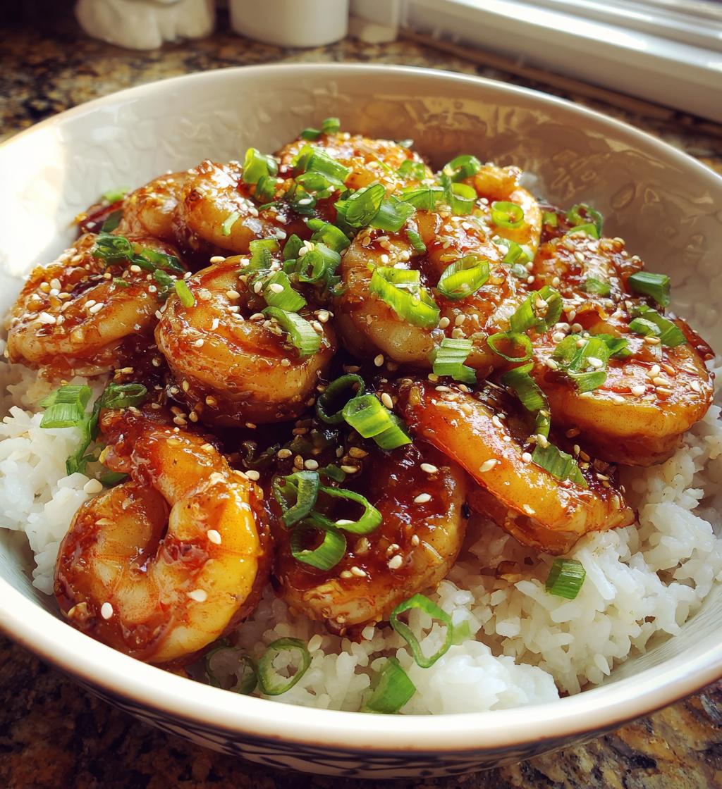 20 minute honey garlic shrimp rice bowl - detail 1