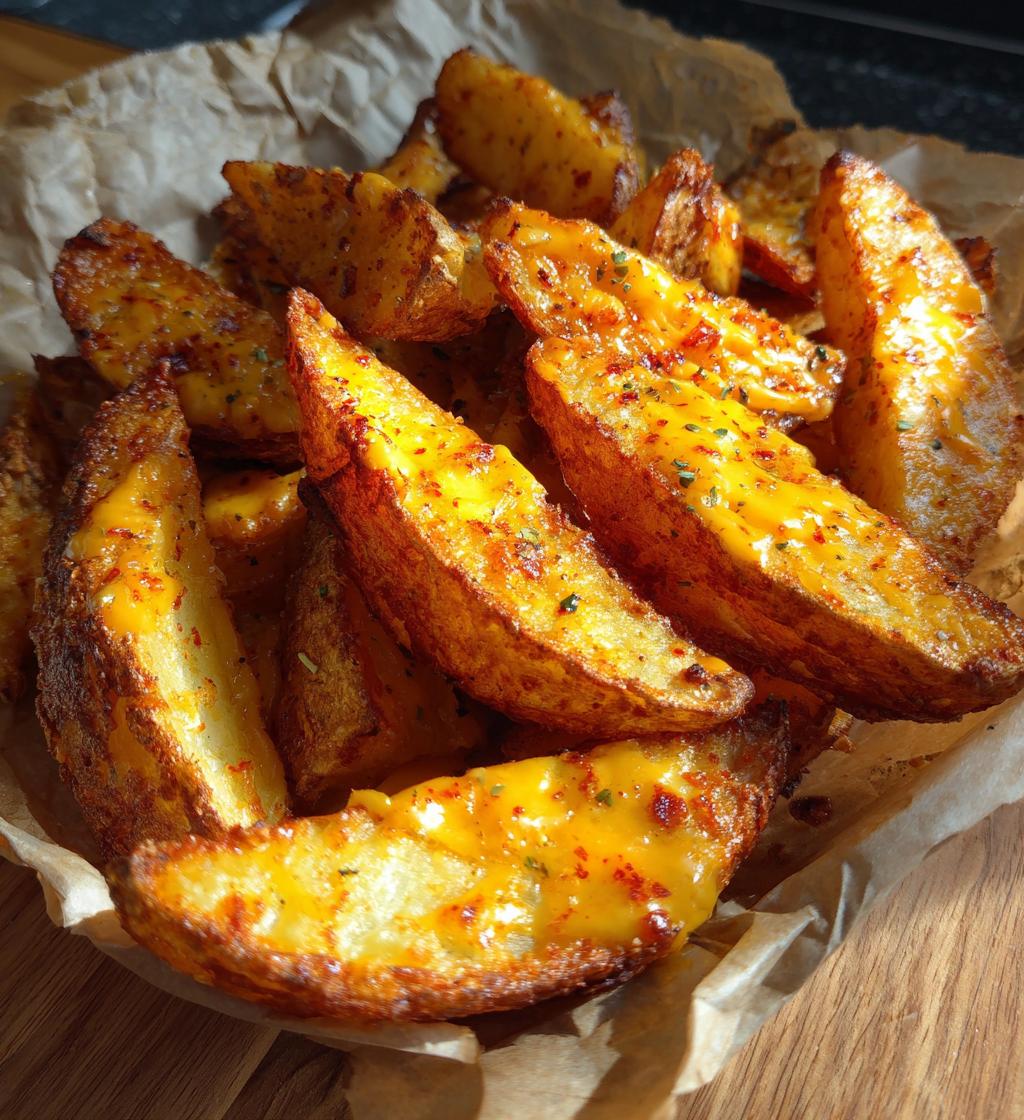 air fryer cheesy potato wedges