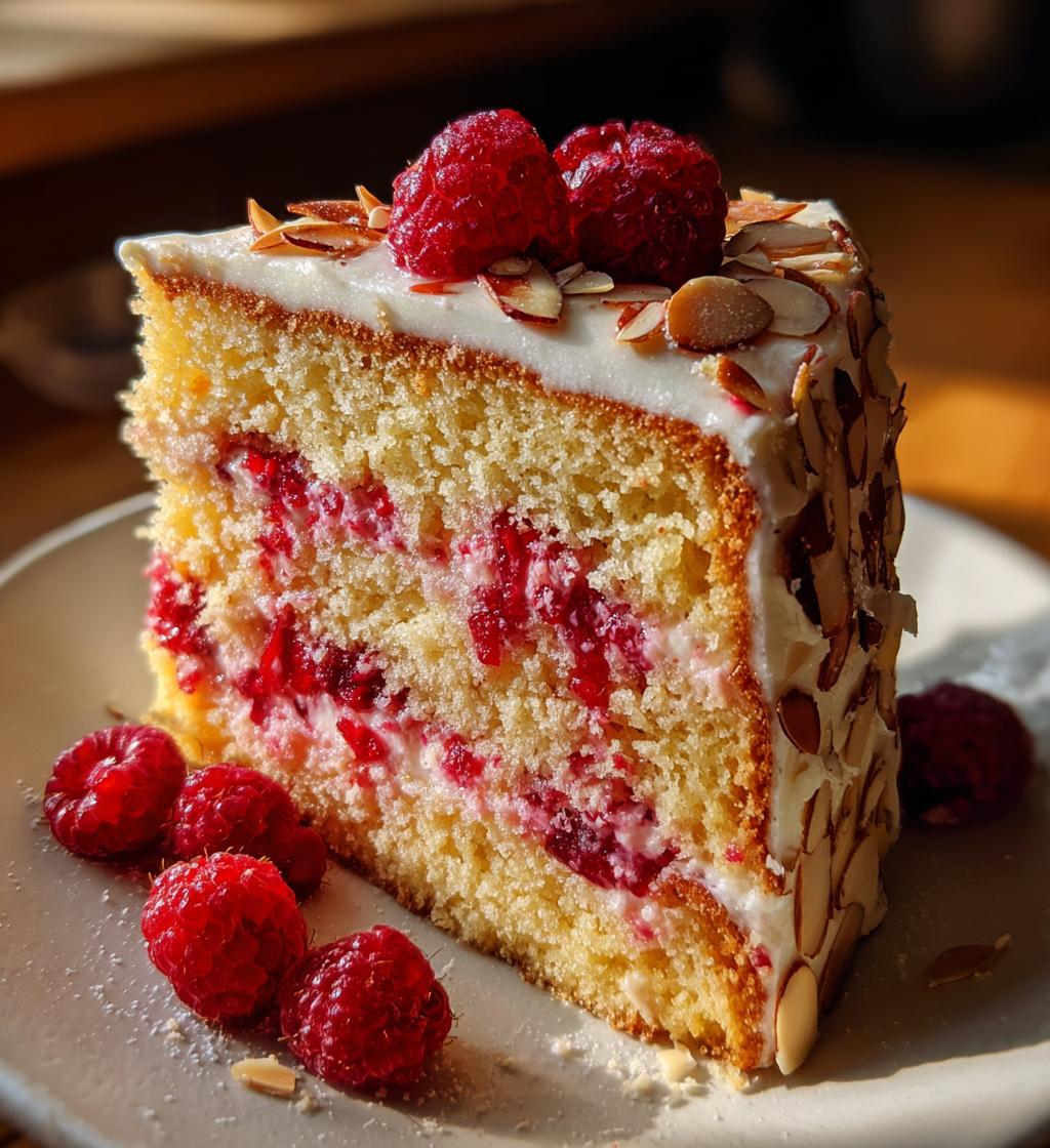 almond raspberry cake - detail 1