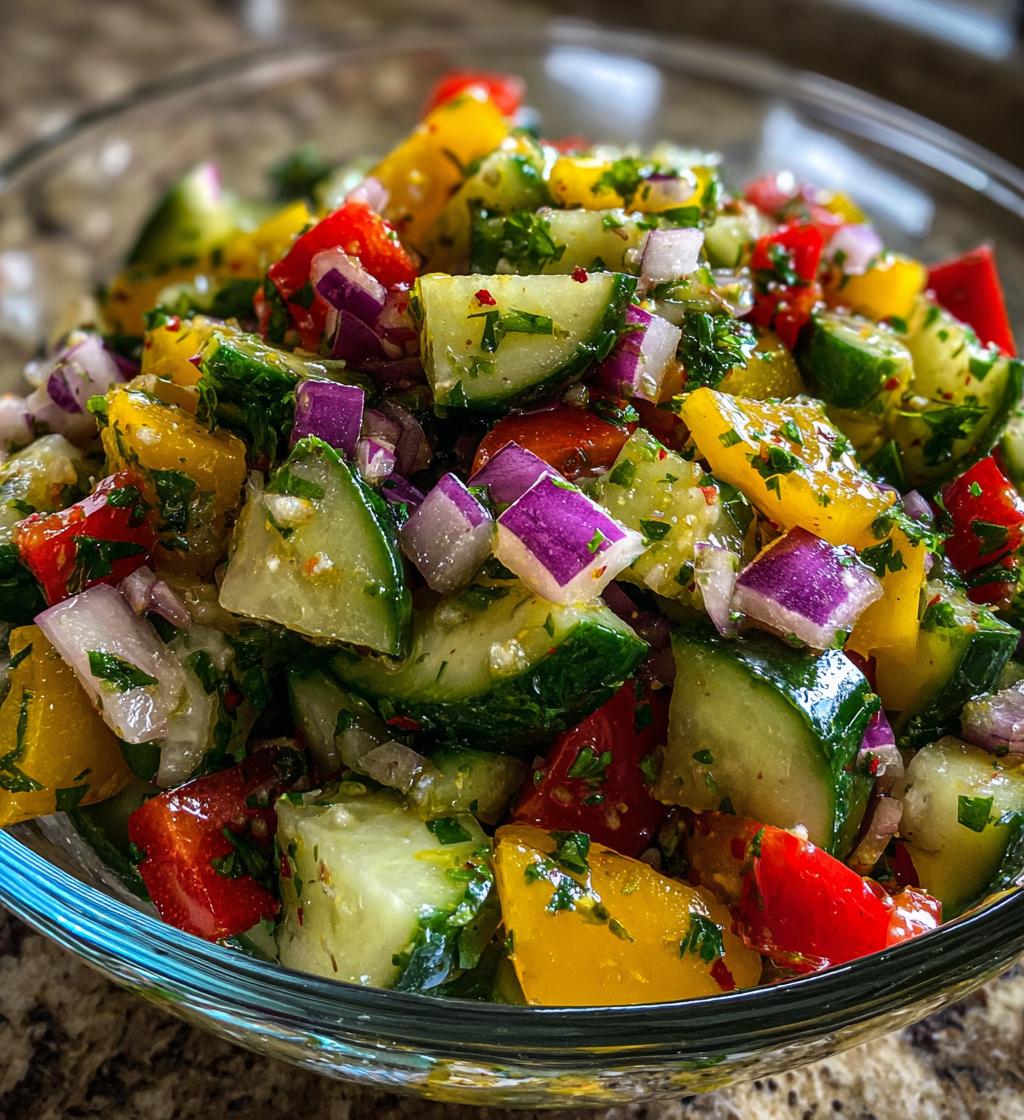 amazing viral cucumber pepper salad