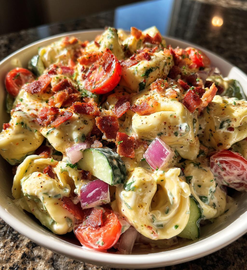 bacon ranch tortellini salad - detail 1