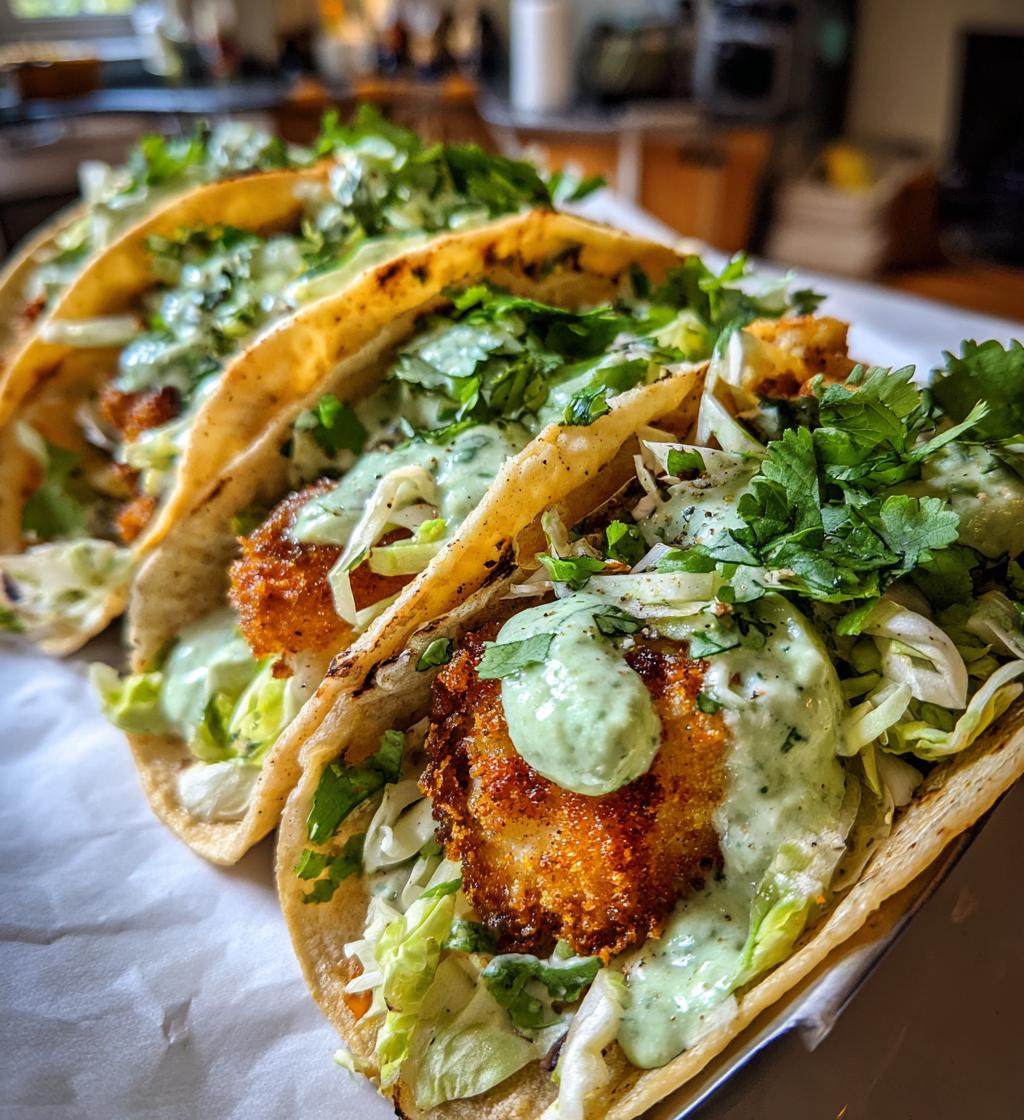 baja fish tacos with avocado crema - detail 1